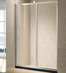 Shower screen with one fixed panel and one sliding door
