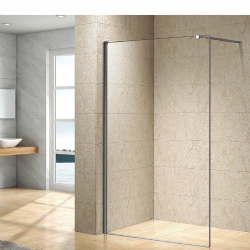 Walk-in shower enclosure with one fixed panel