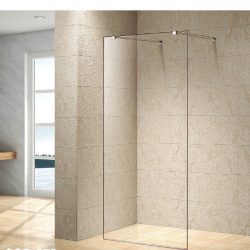 Walk-in shower enclosure with two fixed bars